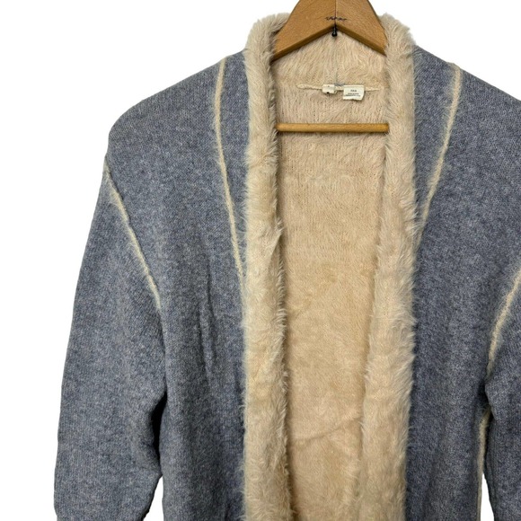 Anthropologie Moth Longline Open Front Cardigan Fur Lined Gray Womens S $200 - Picture 10 of 12